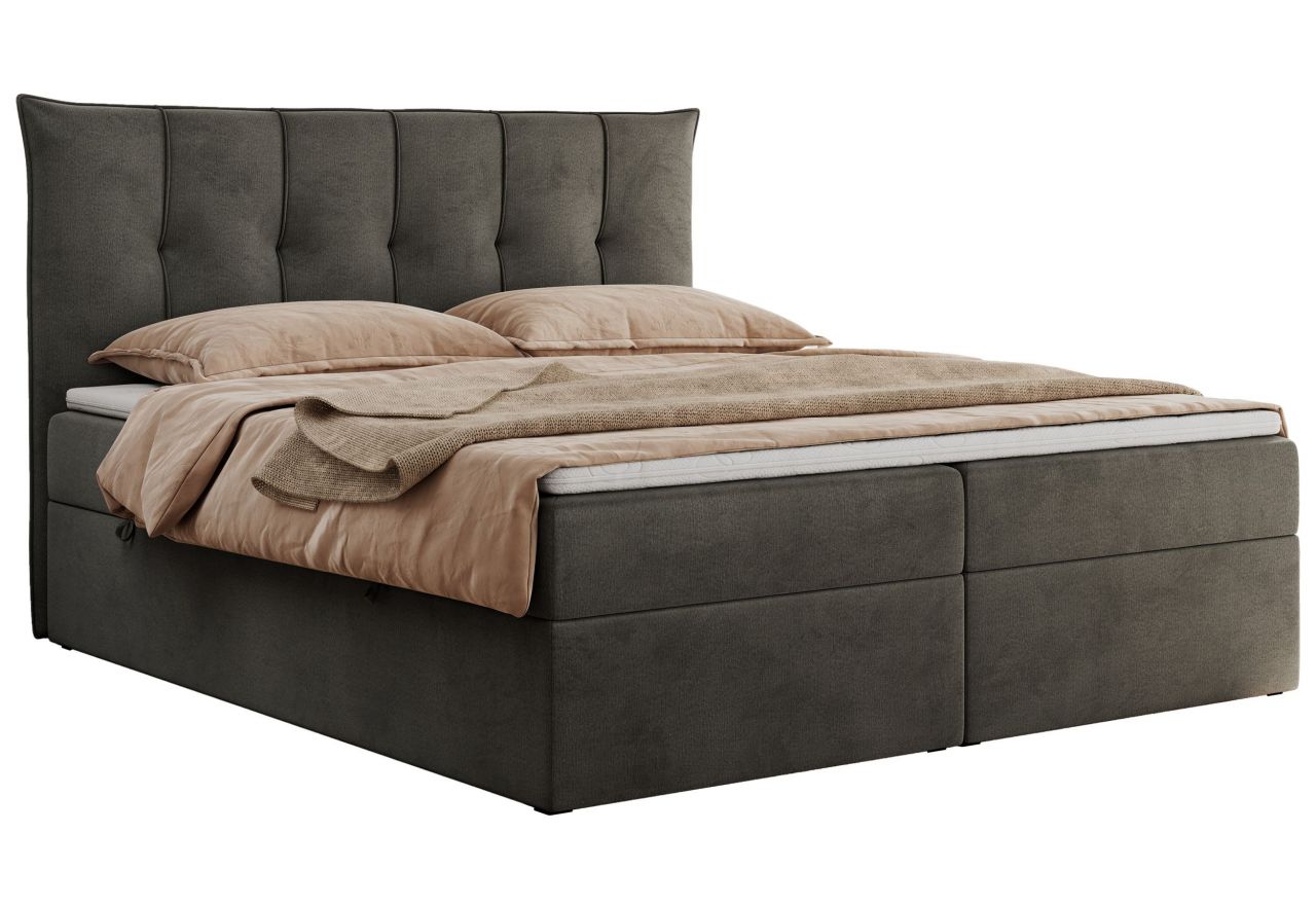 Łóżko kontynentalne PREMIUM 10 140x200 - H4 - ciemnoszary, welwet