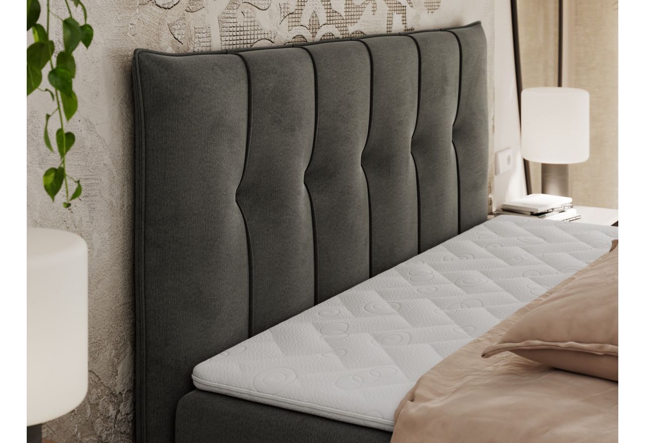 Łóżko kontynentalne PREMIUM 10 200x200 - H3 - ciemnoszary, welwet