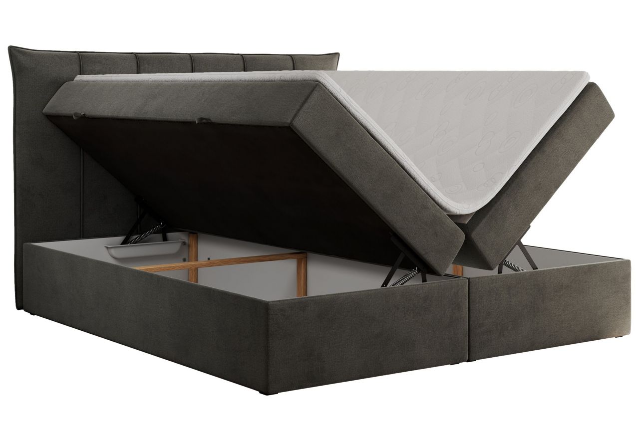 Łóżko kontynentalne PREMIUM 10 200x200 - H3 - ciemnoszary, welwet