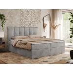 Łóżko kontynentalne PREMIUM 10 180x200 - H4 - jasnoszary, welwet