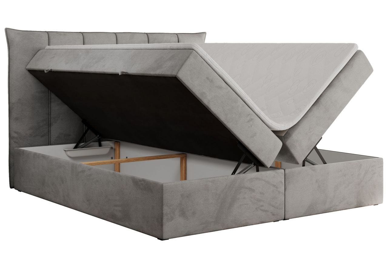 Łóżko kontynentalne PREMIUM 10 180x200 - H4 - jasnoszary, welwet