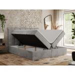 Łóżko kontynentalne PREMIUM 10 160x200 - H4 - jasnoszary, welwet