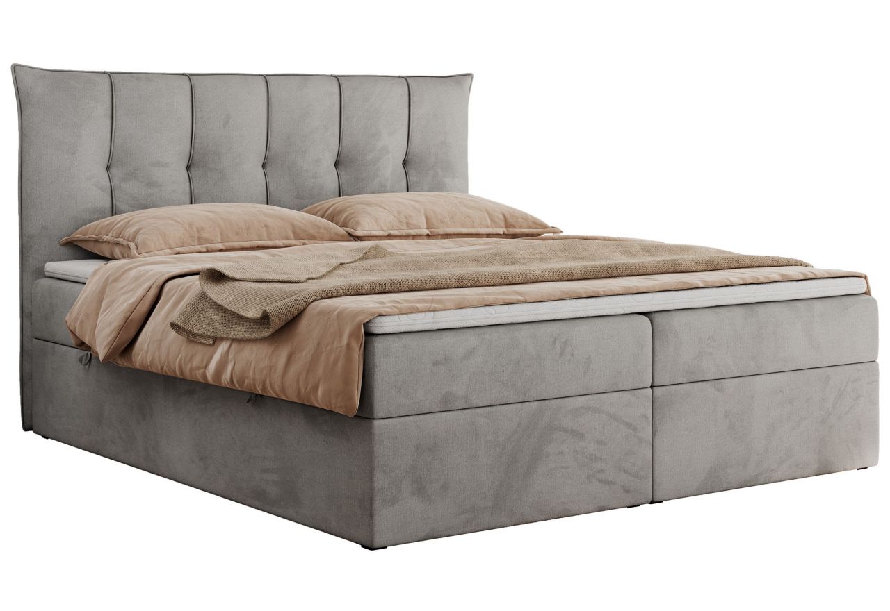 Łóżko kontynentalne PREMIUM 10 120x200 - H4 - jasnoszary, welwet