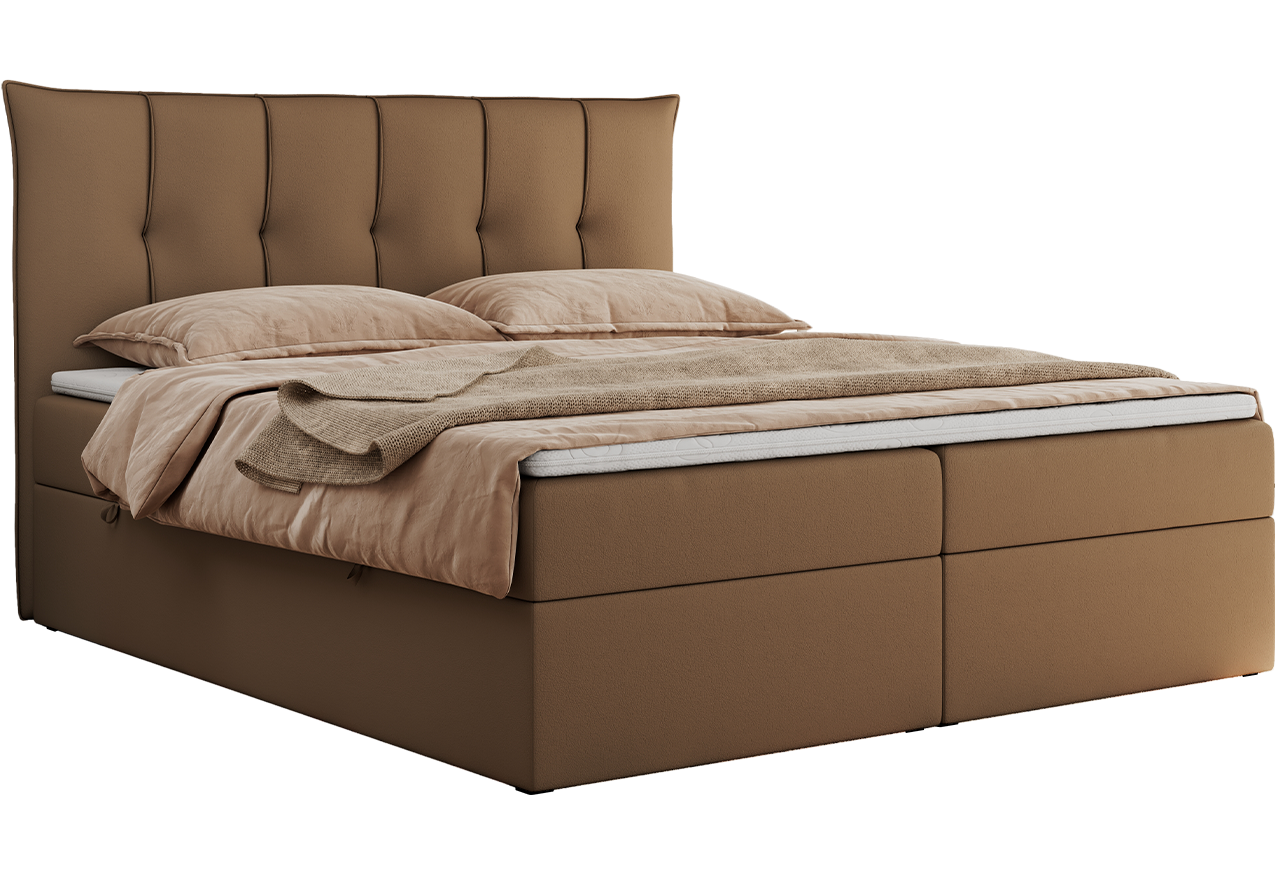 Łóżko kontynentalne PREMIUM 10 180x200 - H3 - brązowy, ekoskóra