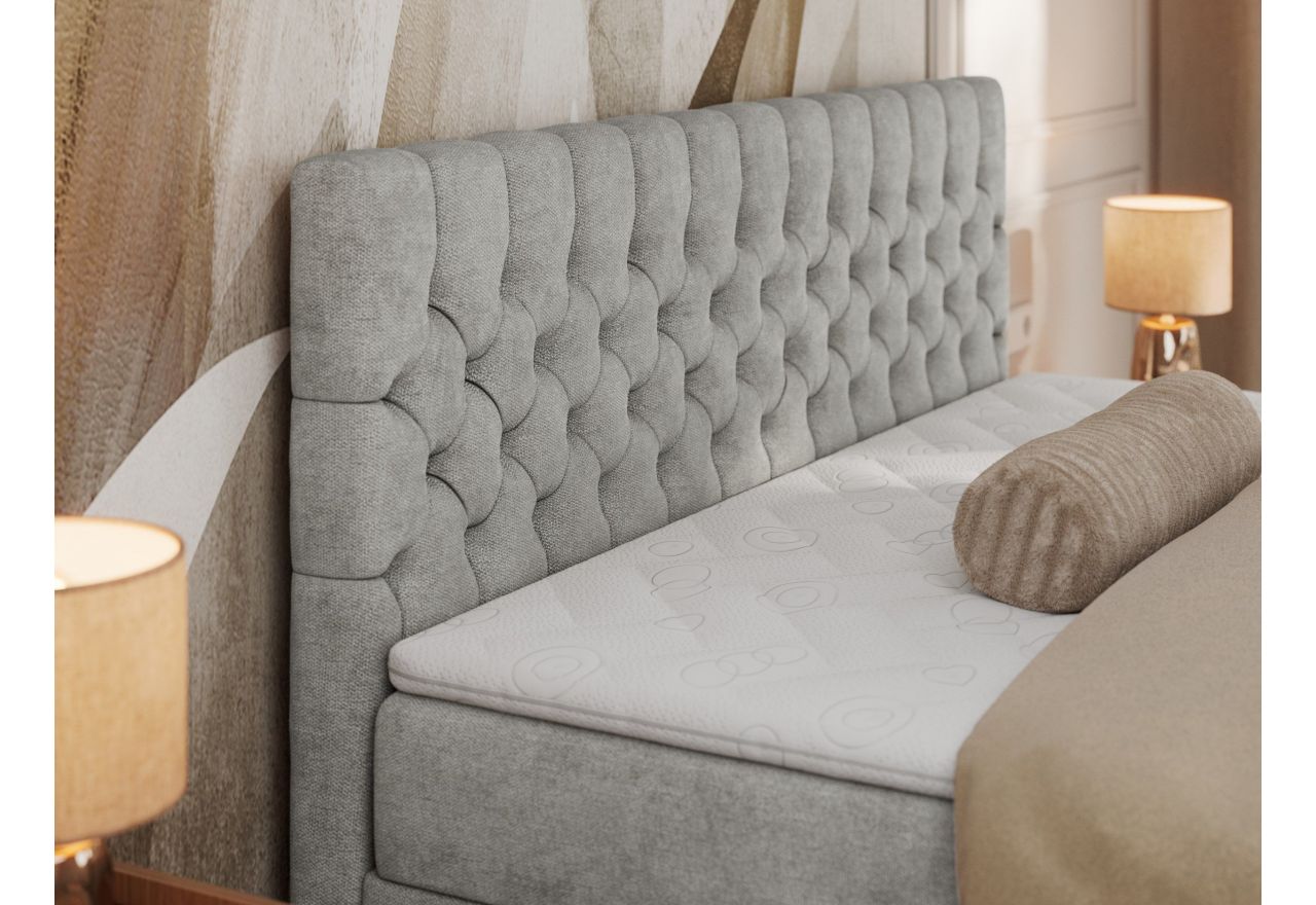 Łóżko kontynentalne GRIMALDI 120x200 - H3 - jasnoszary, struktura