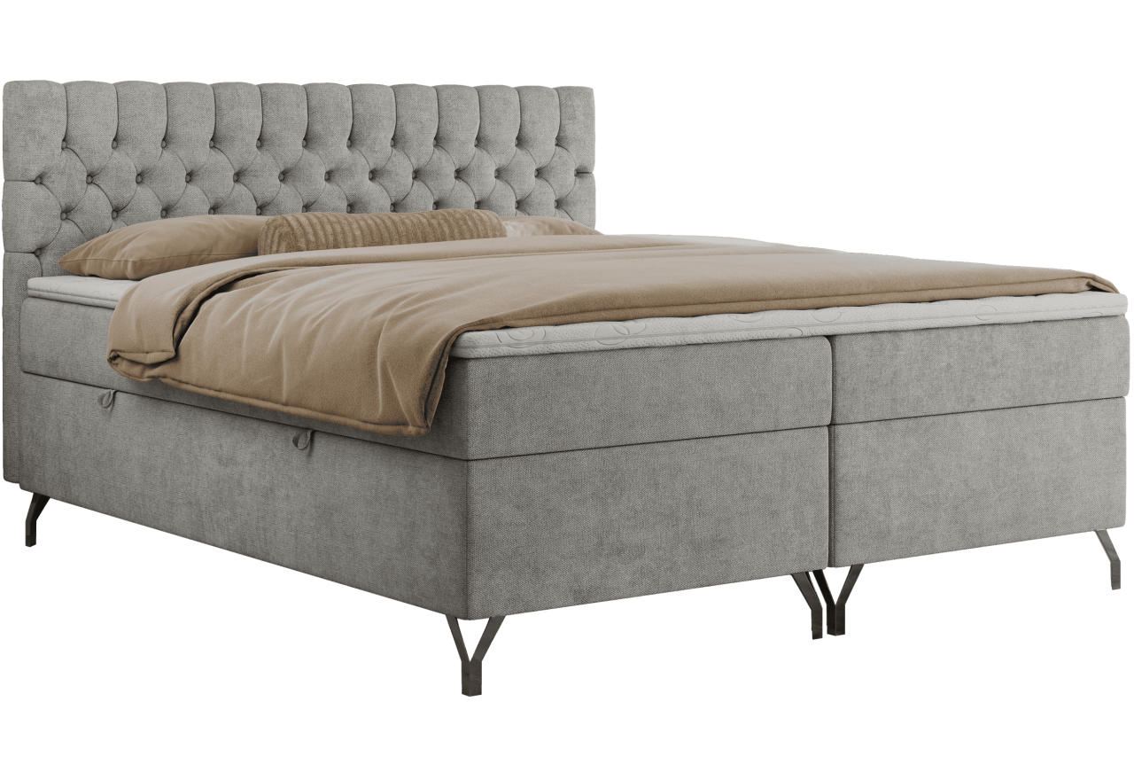 Łóżko kontynentalne GRIMALDI 140x200 - H3 - jasnoszary, struktura