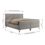 Łóżko kontynentalne GRIMALDI 180x200 - H3 - jasnoszary, struktura