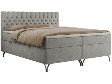 Łóżko kontynentalne GRIMALDI 200x200 - H3 - jasnoszary, struktura