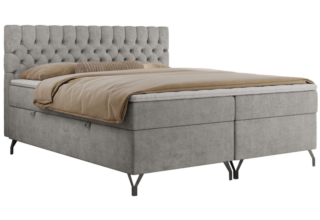 Łóżko kontynentalne GRIMALDI 120x200 - H4 - jasnoszary, struktura