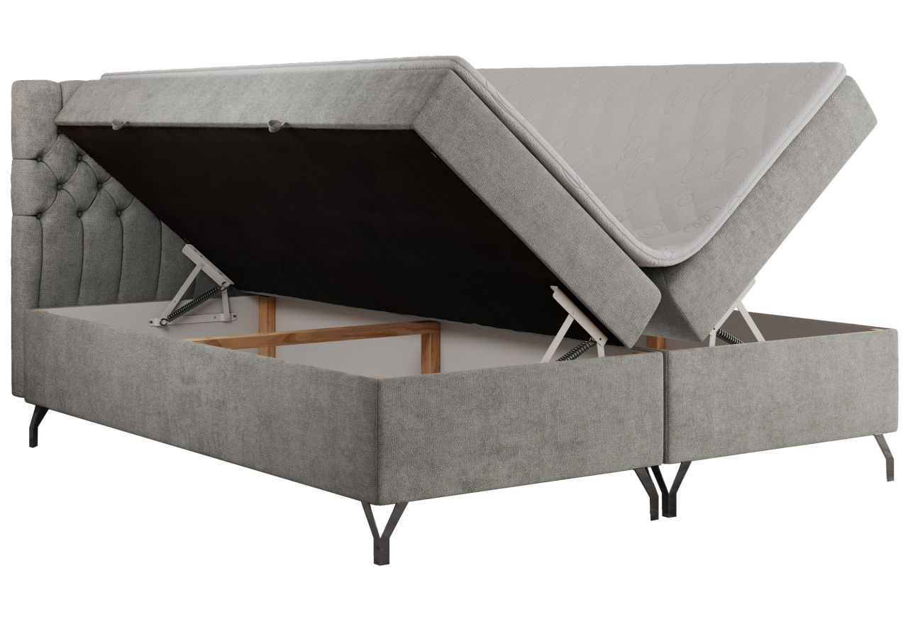 Łóżko kontynentalne GRIMALDI 140x200 - H4 - jasnoszary, struktura