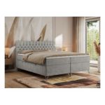 Łóżko kontynentalne GRIMALDI 180x200 - H4 - jasnoszary, struktura