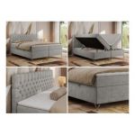 Łóżko kontynentalne GRIMALDI 180x200 - H4 - jasnoszary, struktura