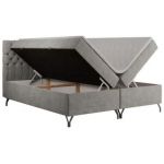 Łóżko kontynentalne GRIMALDI 200x200 - H4 - jasnoszary, struktura