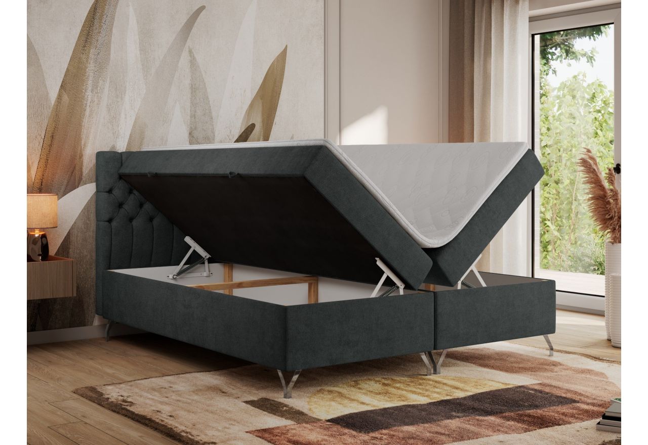 Łóżko kontynentalne GRIMALDI 140x200 - H3 - ciemnoszary, struktura