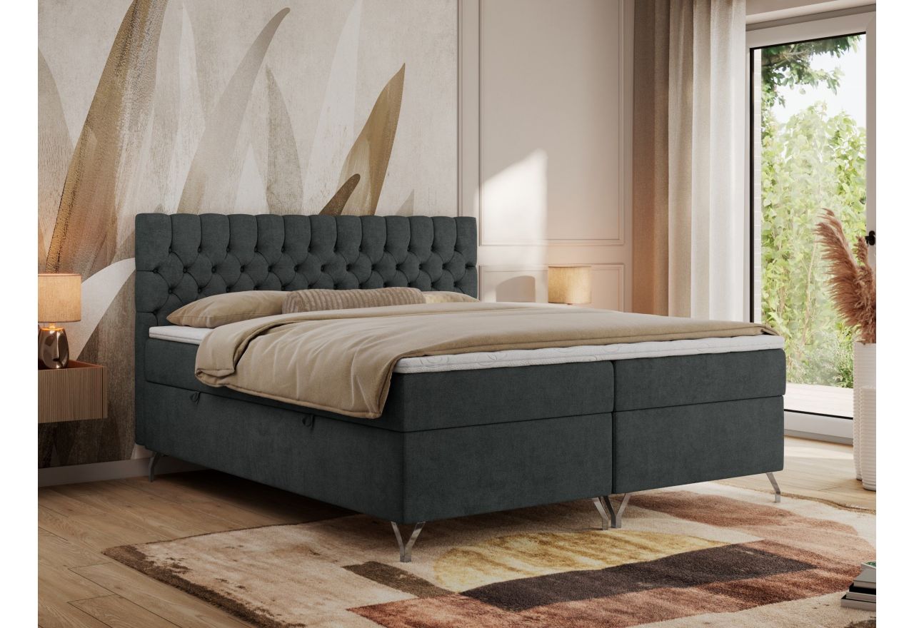 Łóżko kontynentalne GRIMALDI 160x200 - H3 - ciemnoszary, struktura