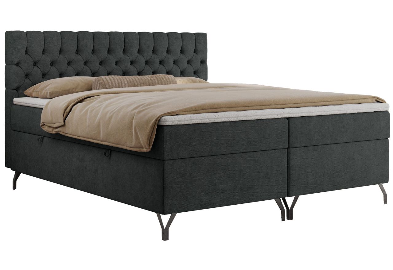 Łóżko kontynentalne GRIMALDI 180x200 - H3 - ciemnoszary, struktura