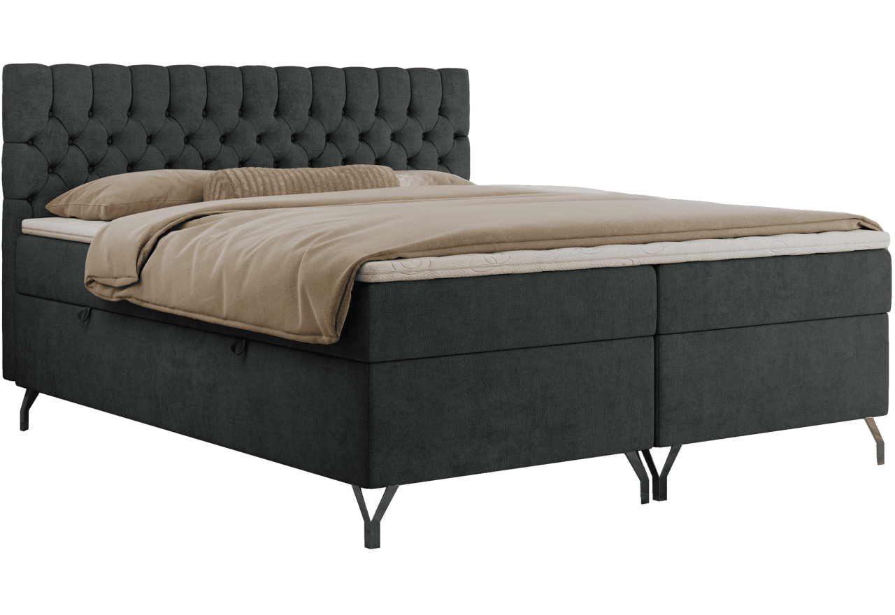 Łóżko kontynentalne GRIMALDI 200x200 - H3 - ciemnoszary, struktura