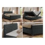 Łóżko kontynentalne GRIMALDI 140x200 - H4 - ciemnoszary, struktura