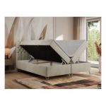 Łóżko kontynentalne GRIMALDI 160x200 - H3 - beżowy, welwet