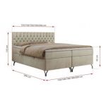 Łóżko kontynentalne GRIMALDI 120x200 - H4 - beżowy, welwet