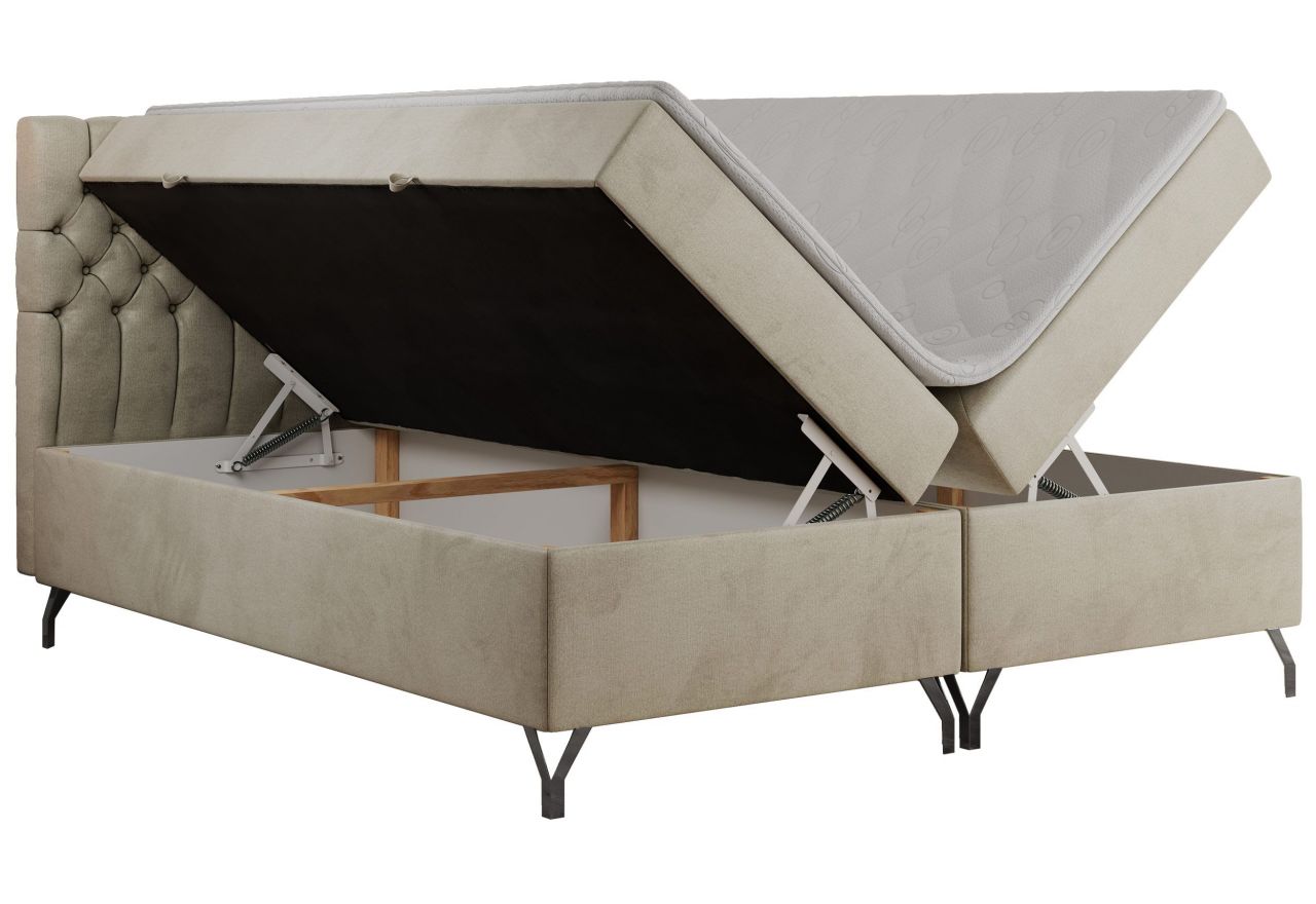 Łóżko kontynentalne GRIMALDI 120x200 - H4 - beżowy, welwet