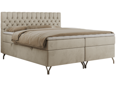 Łóżko kontynentalne GRIMALDI 180x200 - H4 - beżowy, welwet