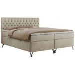 Łóżko kontynentalne GRIMALDI 180x200 - H4 - beżowy, welwet