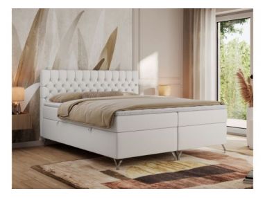 Łóżko kontynentalne GRIMALDI 120x200 - H3 - biały, ekoskóra