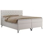 Łóżko kontynentalne GRIMALDI 140x200 - H3 - biały, ekoskóra