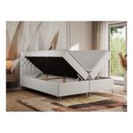 Łóżko kontynentalne GRIMALDI 200x200 - H3 - biały, ekoskóra