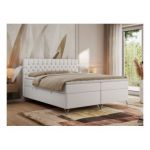 Łóżko kontynentalne GRIMALDI 180x200 - H4 - biały, ekoskóra