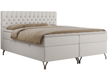 Łóżko kontynentalne GRIMALDI 200x200 - H4 - biały, ekoskóra