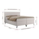 Łóżko kontynentalne GRIMALDI 200x200 - H4 - biały, ekoskóra