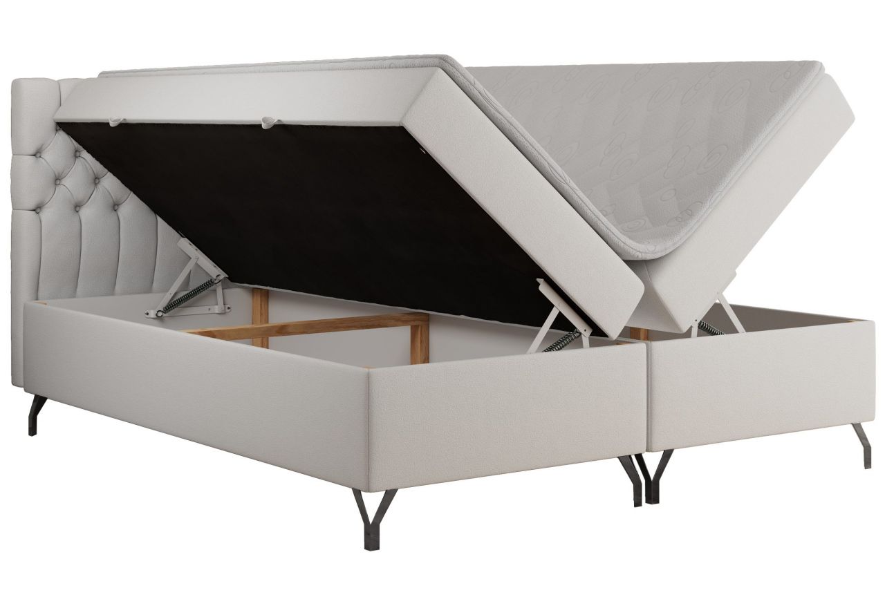 Łóżko kontynentalne GRIMALDI 200x200 - H4 - biały, ekoskóra