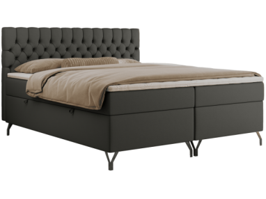 Łóżko kontynentalne GRIMALDI 160x200 - H3 - ciemnoszary, ekoskóra