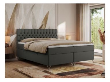 Łóżko kontynentalne GRIMALDI 180x200 - H3 - ciemnoszary, ekoskóra