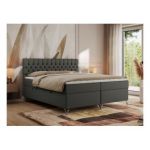 Łóżko kontynentalne GRIMALDI 180x200 - H3 - ciemnoszary, ekoskóra