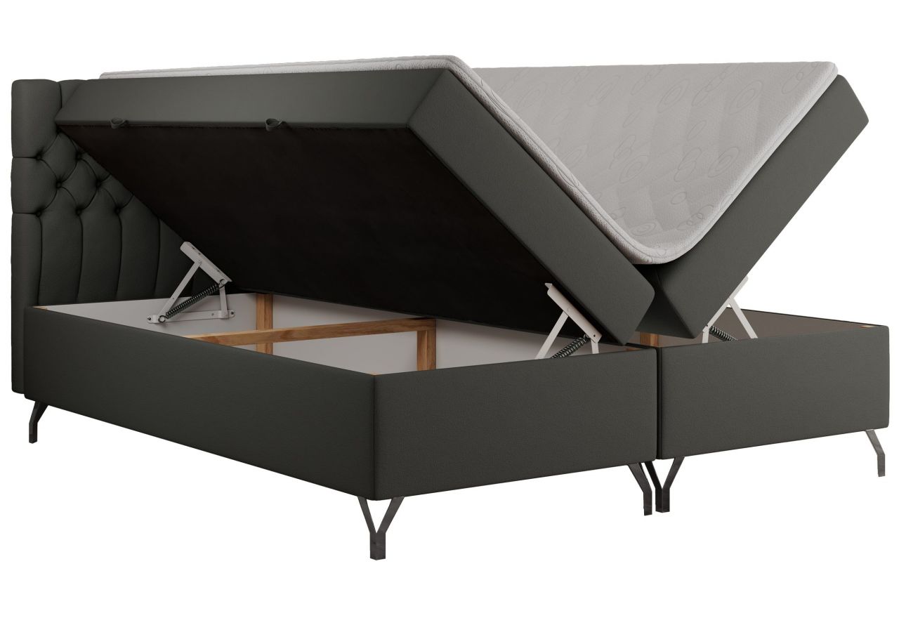 Łóżko kontynentalne GRIMALDI 180x200 - H3 - ciemnoszary, ekoskóra