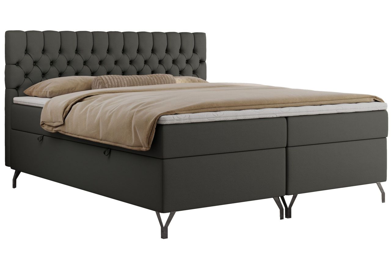 Łóżko kontynentalne GRIMALDI 120x200 - H4 - ciemnoszary, ekoskóra