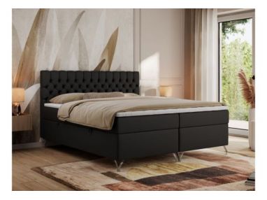 Łóżko kontynentalne GRIMALDI 120x200 - H3 - czarny, ekoskóra