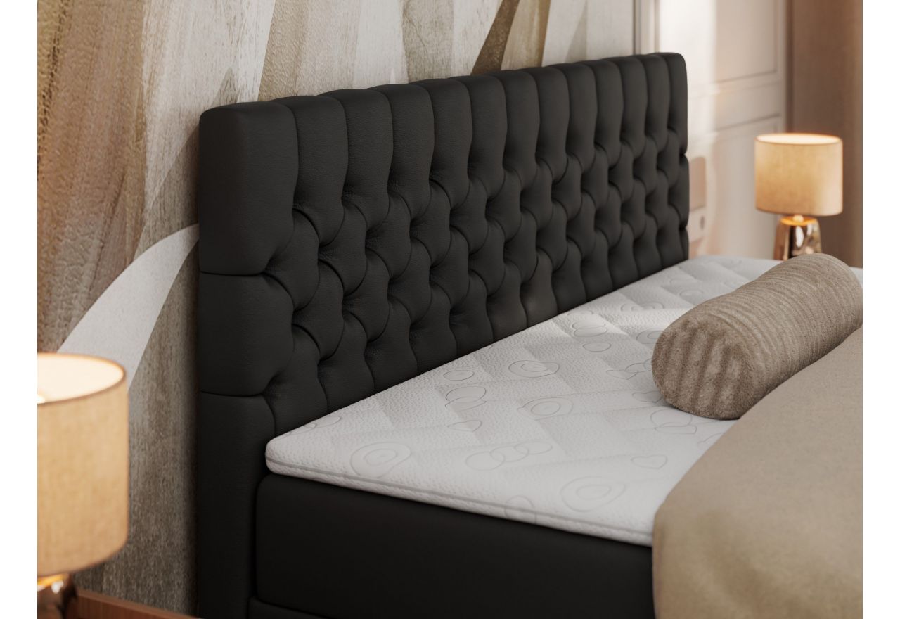 Łóżko kontynentalne GRIMALDI 120x200 - H3 - czarny, ekoskóra