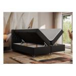 Łóżko kontynentalne GRIMALDI 140x200 - H3 - czarny, ekoskóra