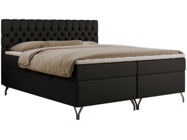 Łóżko kontynentalne GRIMALDI 160x200 - H3 - czarny, ekoskóra