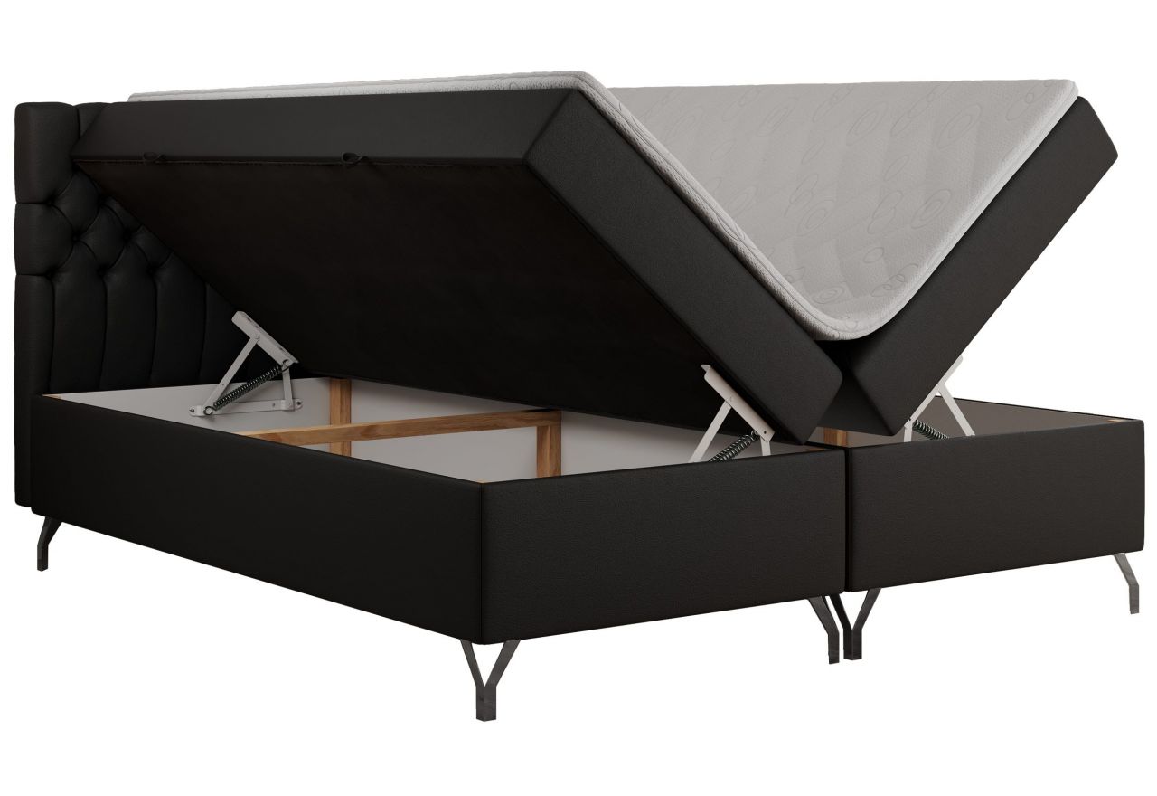 Łóżko kontynentalne GRIMALDI 180x200 - H3 - czarny, ekoskóra