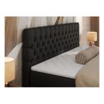 Łóżko kontynentalne GRIMALDI 160x200 - H4 - czarny, ekoskóra