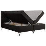 Łóżko kontynentalne GRIMALDI 160x200 - H4 - czarny, ekoskóra