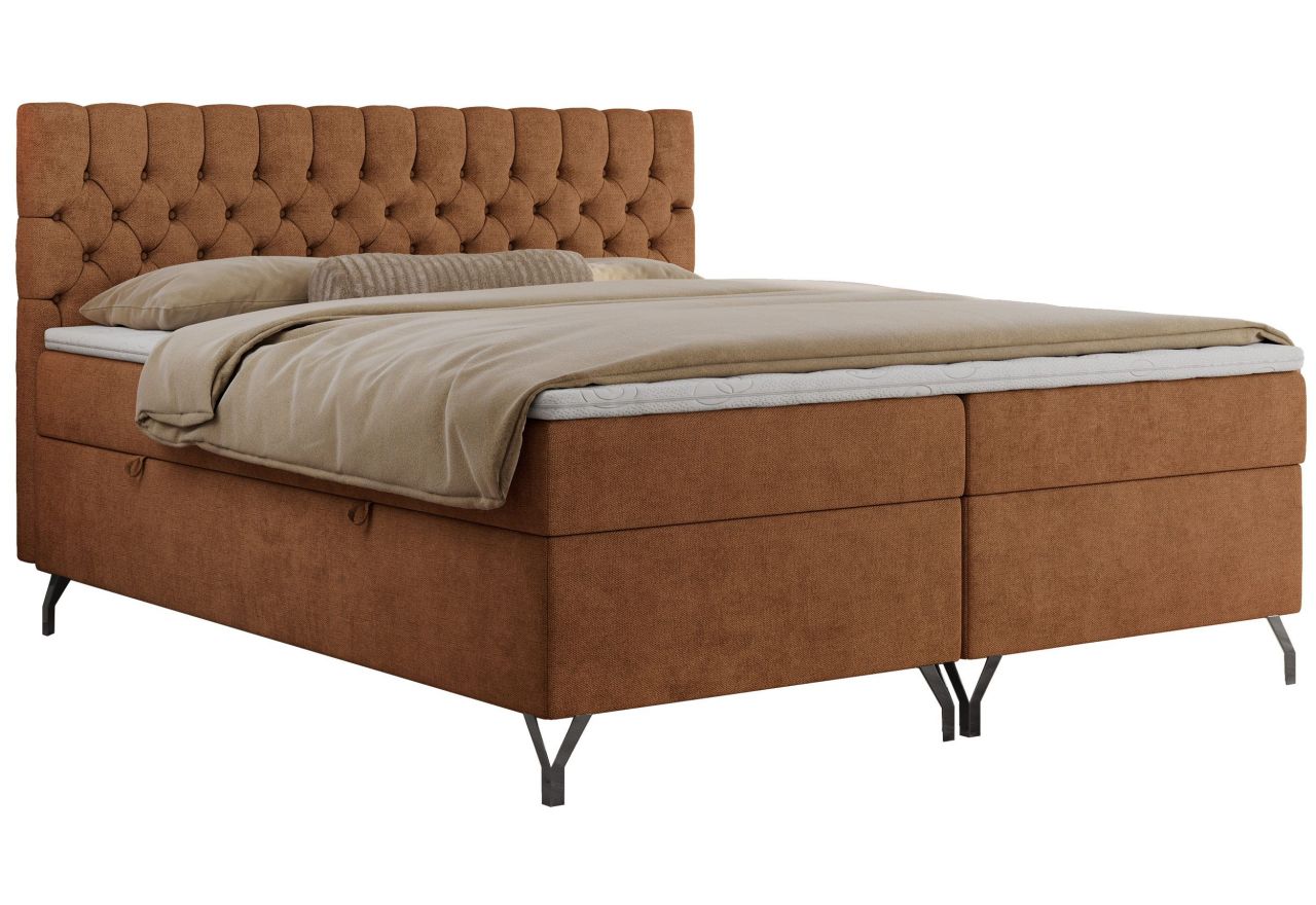 Łóżko kontynentalne GRIMALDI 120x200 - H3 - pomarańczowy, struktura