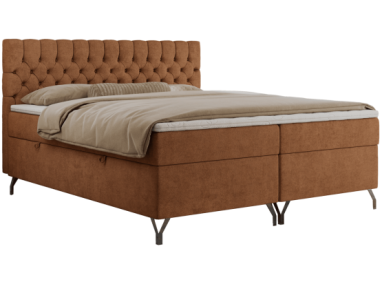 Łóżko kontynentalne GRIMALDI 140x200 - H3 - pomarańczowy, struktura