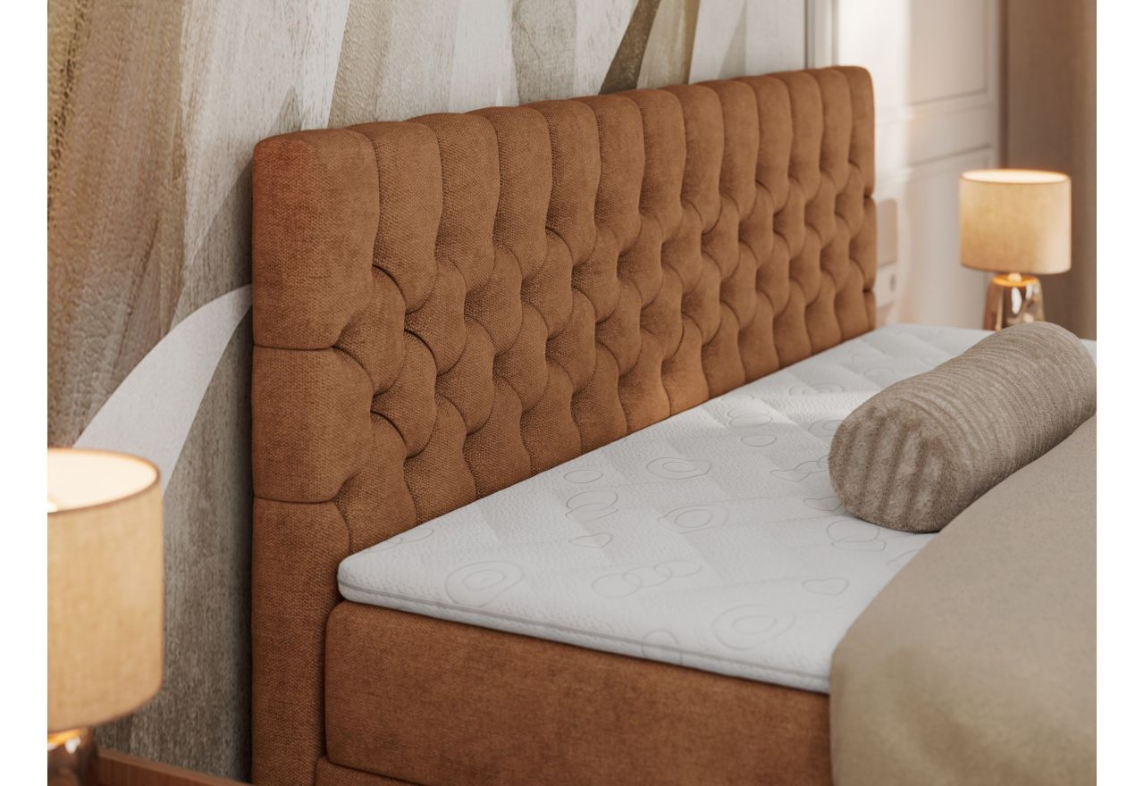 Łóżko kontynentalne GRIMALDI 160x200 - H3 - pomarańczowy, struktura