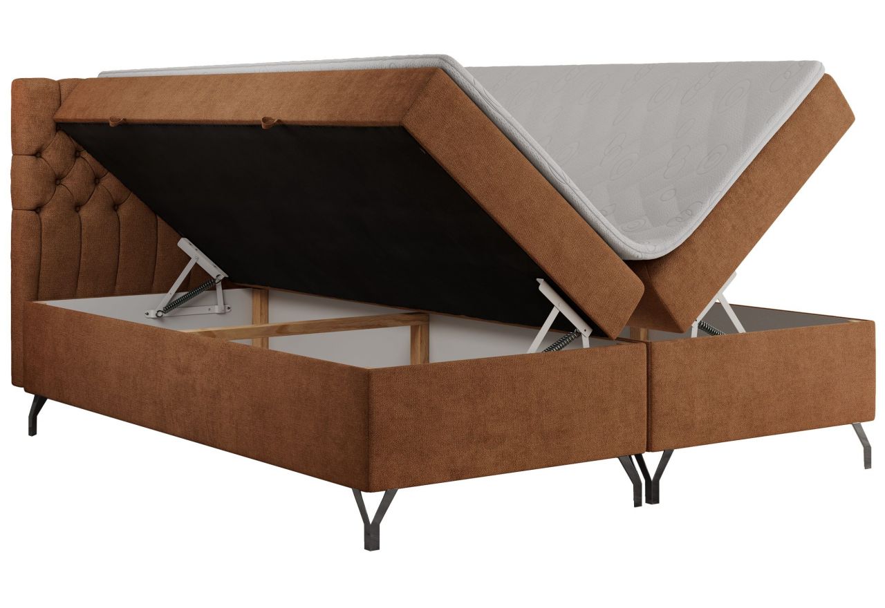 Łóżko kontynentalne GRIMALDI 160x200 - H3 - pomarańczowy, struktura